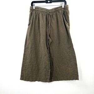 Sound style sound/style wide leg cropped gauze cotton pant coastal grandmother L